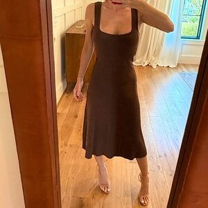 EUC XS Vince Chocolate Brown Midi Dress